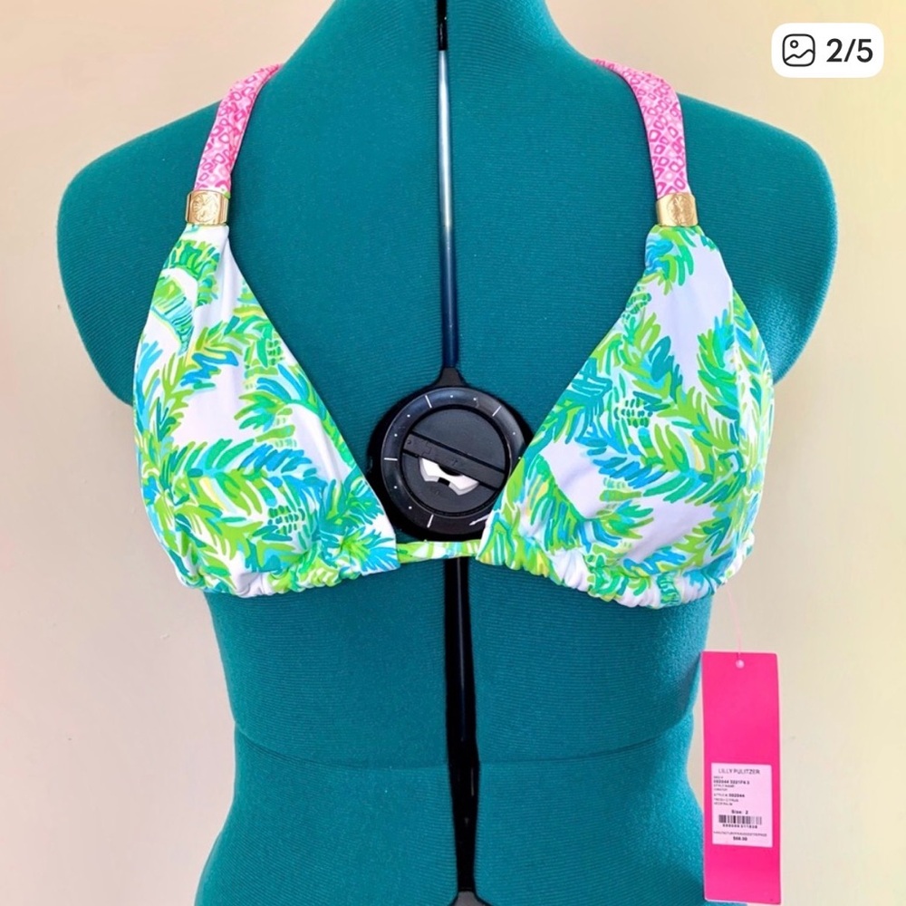 Lilly Pulitzer Bikini Swim Top fresh citrus keep palm trees beach tropical 2 NWT